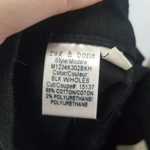 NWOT Rag & Bone Black Holes Distressed Skinny Leg  Jeans Size 36 - Picture 4 of 10